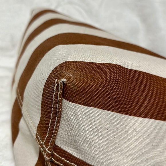🔥🔥🔥Madewell Stripe Leather Canvas Large Tote Shoulder Bag - Picture 12 of 15